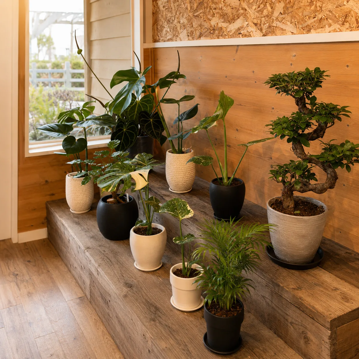 階段に並ぶ鉢植え